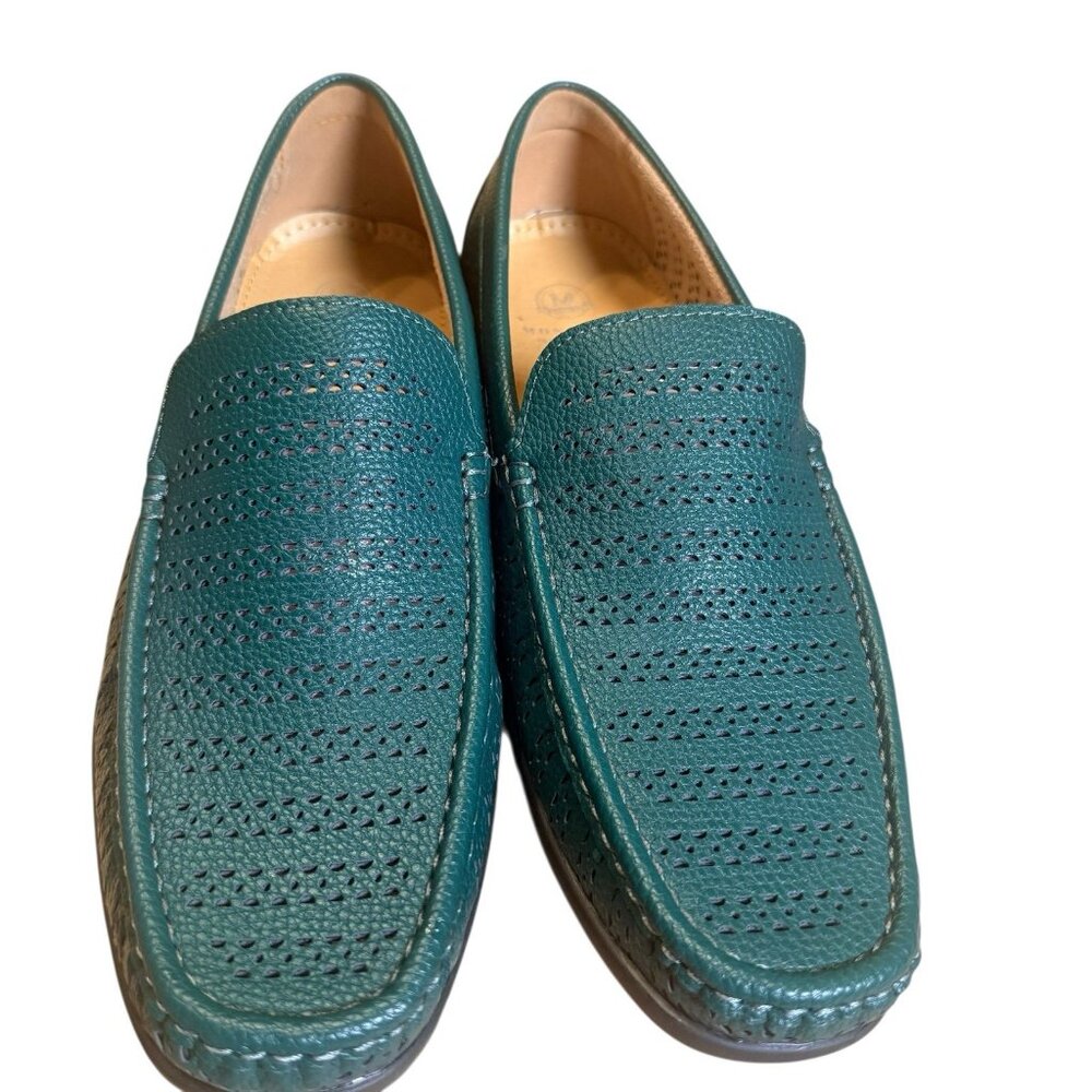 Montique Men's Green Weave Pattern Fashion Loafers Shoes Size 9.5  S22 - Picture 3 of 5